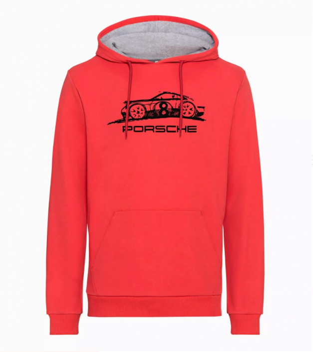 ESSENTIAL kolekcija - vīriešu džemperis ar kapuci, sarkans