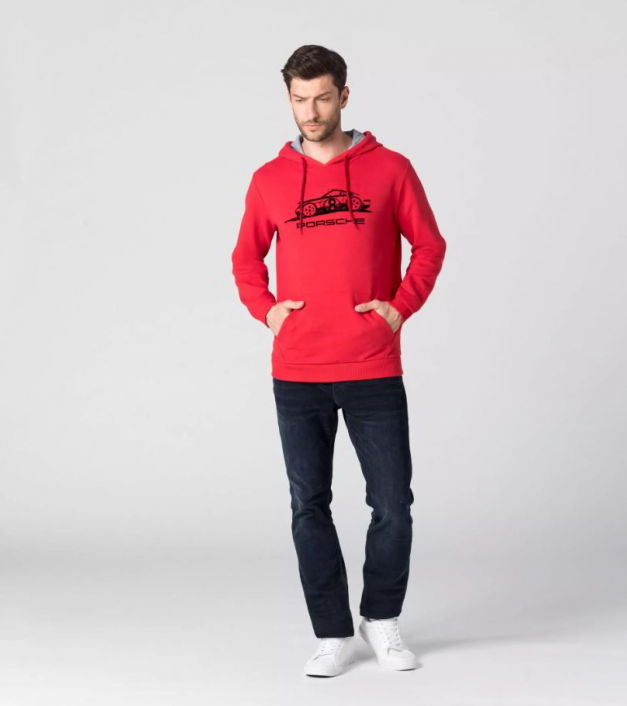 ESSENTIAL kolekcija - vīriešu džemperis ar kapuci, sarkans