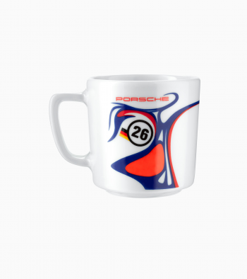 GT1 kolekcija, Kolekcionāru espresso krūze Nr. 4, balta, zila, sarkana