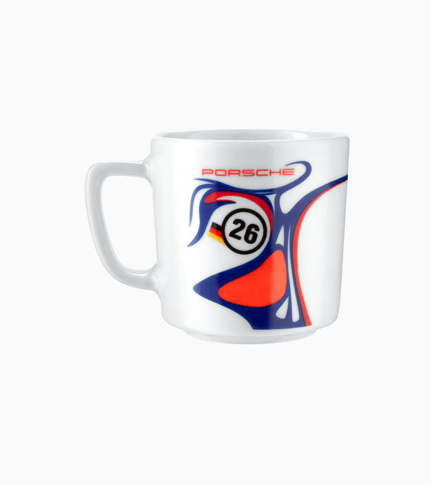 GT1 kolekcija, Kolekcionāru espresso krūze Nr. 4, balta, zila, sarkana