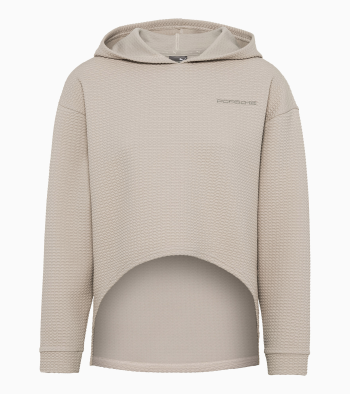Teksturēts sporta džemperis ar kapuci sievietēm, smilšu krāsā